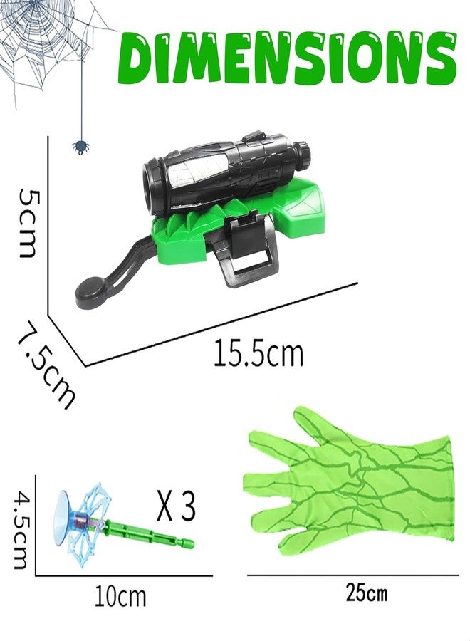 Fruhrer لعبة إطلاق شبكة العنكبوت العملاقة من سوبر هاند، لعبة رمي سهام الأبطال الخارقين، لعبة جماعية، لعبة رمي سهام على طراز الأبطال الخارقين مع 3 سهام شفط (أخضر) - Image 4